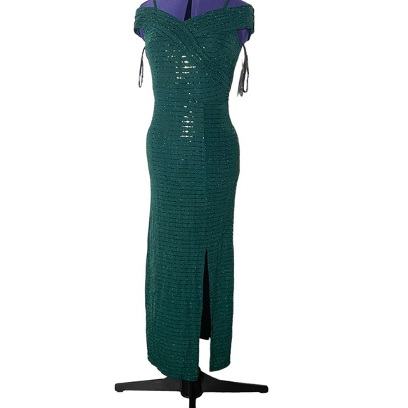 Alexa B Nite green sparkle long dress size 4 - Picture 7 of 9